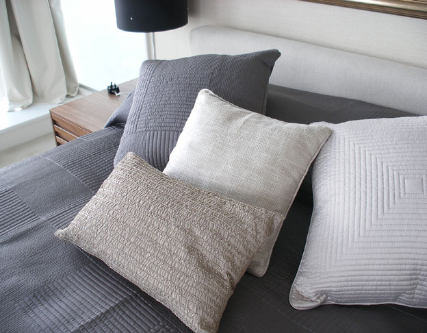 Master bedroom detail Silk Cushions